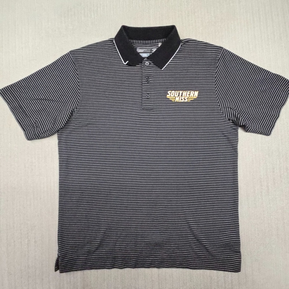 Southern Miss Golden Eagles Polo Shirt Mens Medium Black Cutter Buck Dry Tec